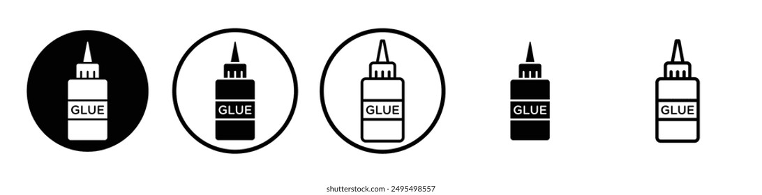 Glue vector icon set in black and white color.