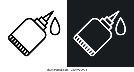 Glue vector icon set black and white filled and outlined style.