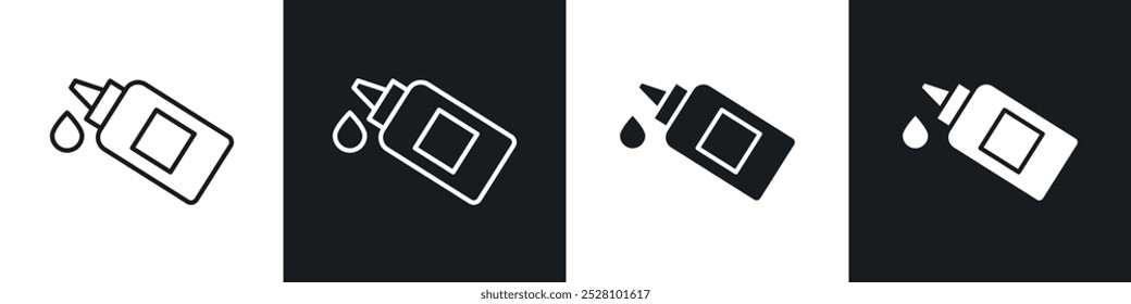 Conjunto de iconos de Vector de pegamento en blanco y negro