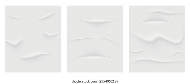 Glued crumpled sheet of crumpled paper, realistic vector background.