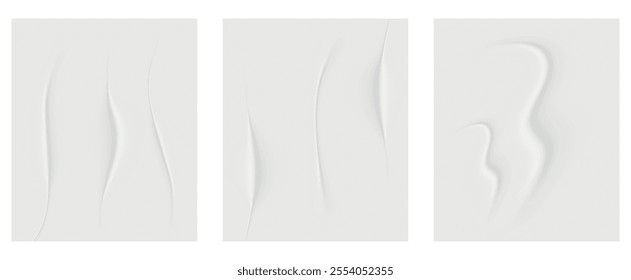 Glued crumpled sheet of crumpled paper, vector background.