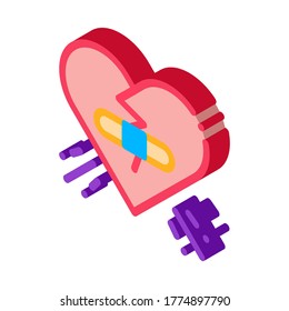 Glued Heart Icon Vector. Isometric Glued Heart isometric sign. color isolated symbol illustration