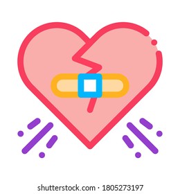Glued Heart Icon Vector. Outline Glued Heart Sign. Isolated Contour Symbol Illustration