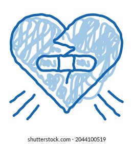 Glued Heart sketch icon vector. Hand drawn blue doodle line art Glued Heart isometric sign. isolated symbol illustration