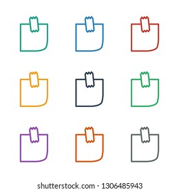 glued note icon white background. Editable outline glued note icon from office. Trendy glued note icon for web and mobile.