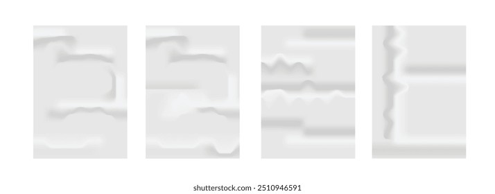 Glued paper wrinkled effect, vector realistic background. Badly