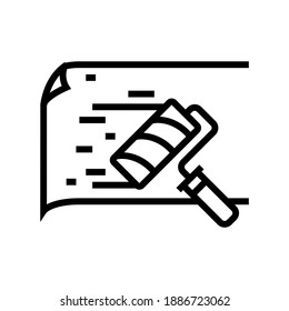 gluing wallpaper line icon vector. gluing wallpaper sign. isolated contour symbol black illustration