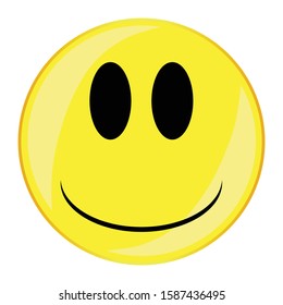 A glum smile face button isolated on a white background