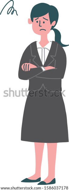 Glumly Business Woman Emotion Gesture Stock Vector Royalty Free