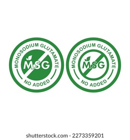 Glutamate no added vector icon. Contain no MSG monosodium glutamate food package seal stamp