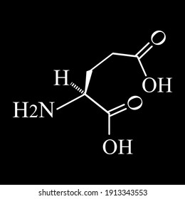 Glutamic acid is an amino acid. Chemical molecular formula glutamic acid amino acid. Vector illustration on isolated background