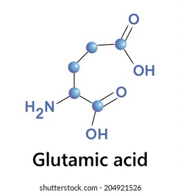 Glutamic acid molecule structure, medical vector illustration.