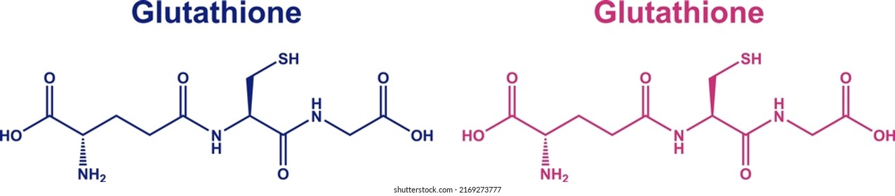 Glutathione GSH Antioxidant Molecule Structure Blue, Pink Chemical Formula