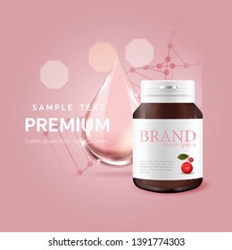 Glutathione packed with a jar And pink water drops