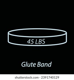 Glute band outline icon flat vector isolated on black background. Gym icon. Workout supply. Fitness equipments.