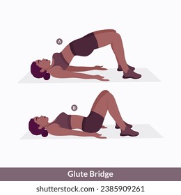 Glute Bridge exercise, Woman workout fitness, aerobic and exercises.