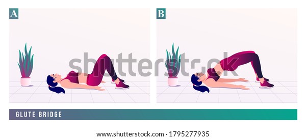 Glute Bridge Exercise Woman Workout Fitness Stock Vector Royalty Free 1795277935 Shutterstock 1597