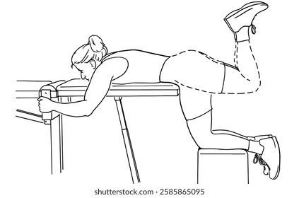 Glute Kickback Exercise on Bench Strength Training Illustration for Lower Body Workout