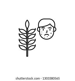 Gluten, allergic face icon. Element of problems with allergies icon. Thin line icon for website design and development, app development. Premium icon