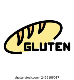 Gluten bread icon outline vector. Free food. Grain product color flat