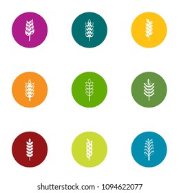 Gluten content icons set. Flat set of 9 gluten content vector icons for web isolated on white background