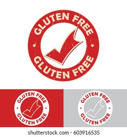 Gluten Free 100% - stamp / label / sticker / seal sign. Rubber seal stamp with dirty texture. Print colors used. Grunge layer is applied exactly on the colored stamp. Color is easily change.