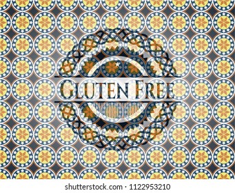 Gluten Free arabic badge background. Arabesque decoration.