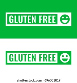 Gluten free. Badge with icon. Flat vector illustration on white and green background.