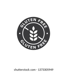 Gluten free black isolated label. No gluten, gluten free circle label vector sticker. 