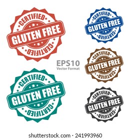 Gluten Free Certified Icon, Tag, Label, Badge, Sign, Sticker Isolated On White, Vector Format