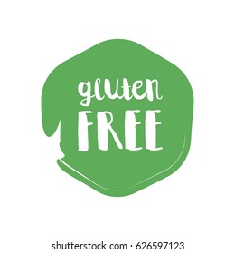 Gluten Free circle letters in grunge round background. Vector logo illustration.