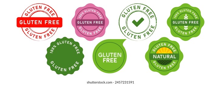 gluten free circle stamp seal badge label sticker sign for healthy nature product