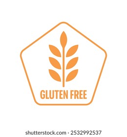 Gluten free concept in pentagon. gluten free logo. Gluten free concept for the world of food, health, nutrition. virgo symbol and gluten free concept