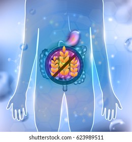 Gluten free diet abstract design, gastrointestinal tract anatomy on an abstract background