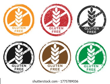 Gluten free diet icon vector illustration. Allergen cereal grain Logo symbol sign. Isolated on white background. Grunge stamp ink style	
