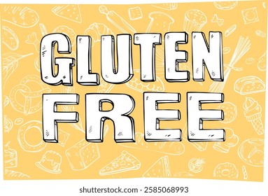 Gluten Free doodle background Vector illustration 
