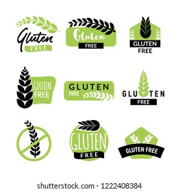 Gluten free drawn isolated sign icon set. Healthy lettering symbol of gluten free.