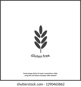 Gluten free. Ears of wheat, cereal. Ear of oats. rye ears on white isolated background. Layers grouped for easy editing illustration. For your design.