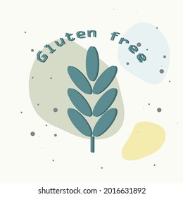 Gluten free. Ears of wheat, cereal. Ear of oats. rye ears on multicolored background.
