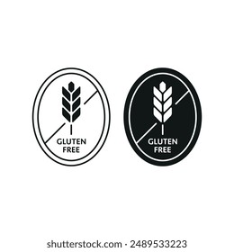 gluten free in ellipse. gluten free sticker on white background. gluten free concept