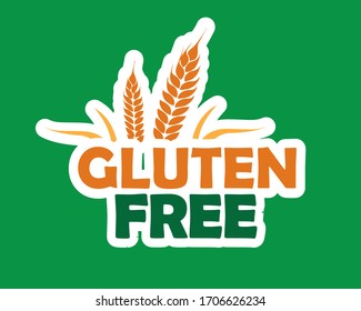 gluten free font button flat vector on green color background.

