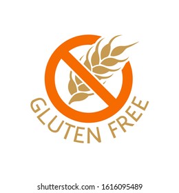 Gluten free food badge with stop sign anf ear. Label for packaging design.