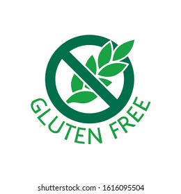 Gluten free food badge with stop sign anf ear. Label for packaging design.