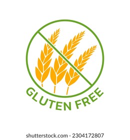 Gluten free food icon. No wheat, grain symbol. Celiac allergy product logo. Vector illustration.