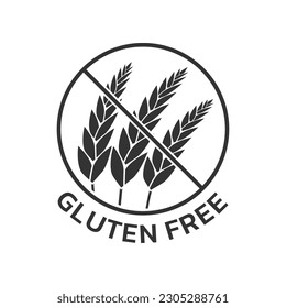 Gluten free food icon. No wheat, grain symbol. Celiac allergy product logo. Vector illustration.