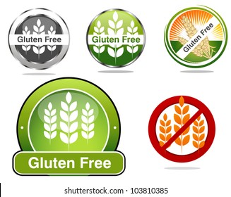 Gluten free food labels collection. Beautiful bright colors.