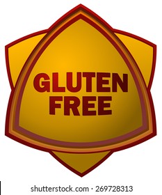 Gluten Free Glossy Sticker, Vector Illustration isolated on White Background. 