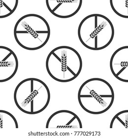Gluten free grain icon seamless pattern on white background. No wheat sign. Food intolerance symbols. Flat design. Vector Illustration