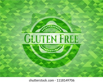 Gluten Free green emblem. Mosaic background