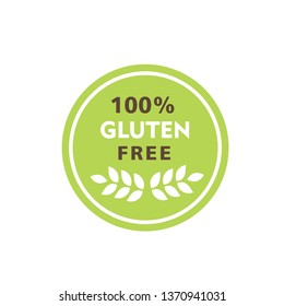 Gluten free green label vector. Gluten intolerance badge.